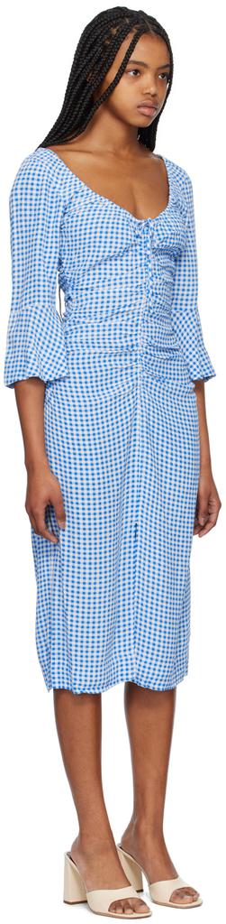 GANNI Blue Gingham Midi Dress