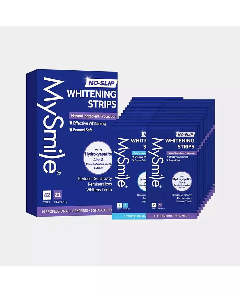 MySmile Teeth Whitening Strips, Hydroxyapatite-Infuse Strips, Non-Sensitive Teeth Whitening with Natural Ingredients, Enamel-Safe, Non-Slip (21 Sets)