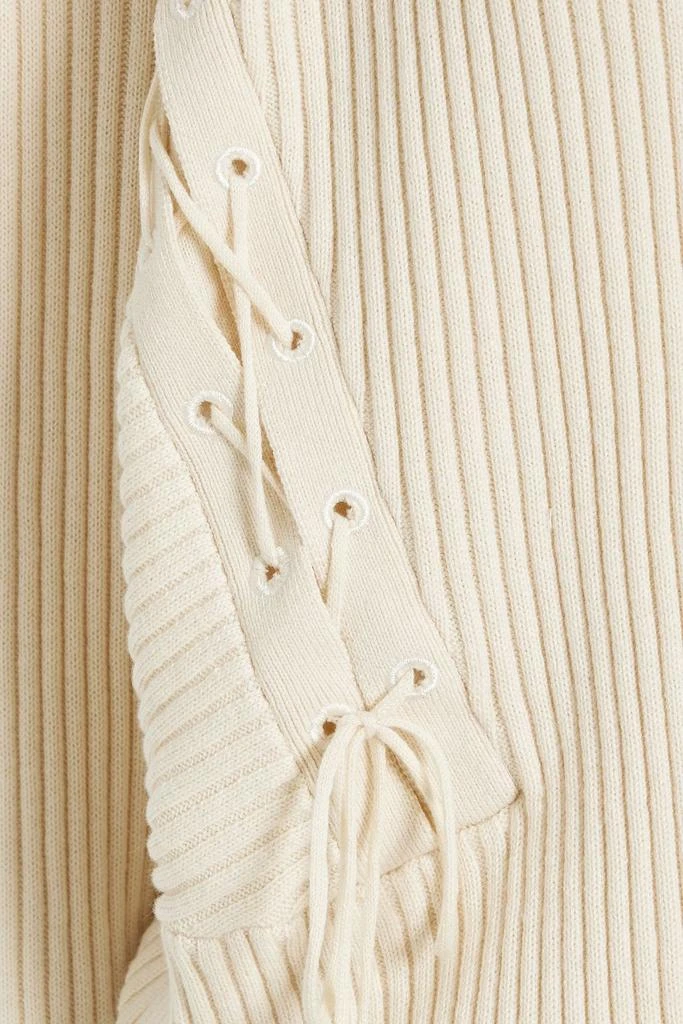 PALMER//HARDING Possibility lace-up ribbed wool and cotton-blend turtleneck sweater 4