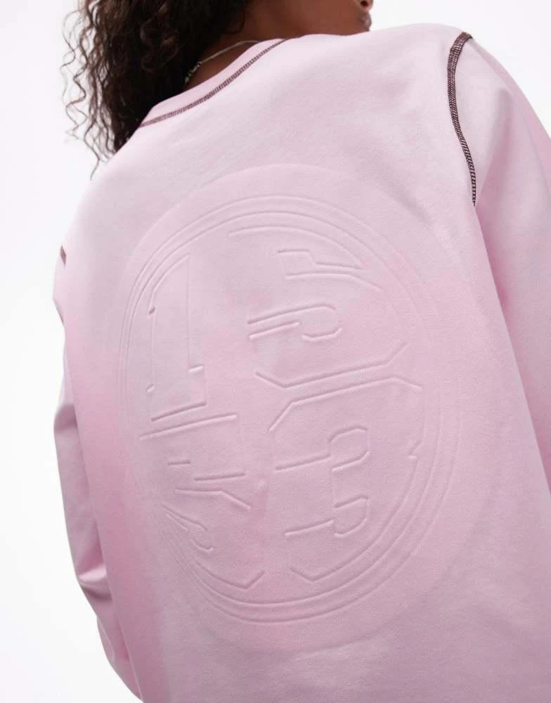 Résumé Resume oversized long sleeve t-shirt in baby pink with contrast stitch 3