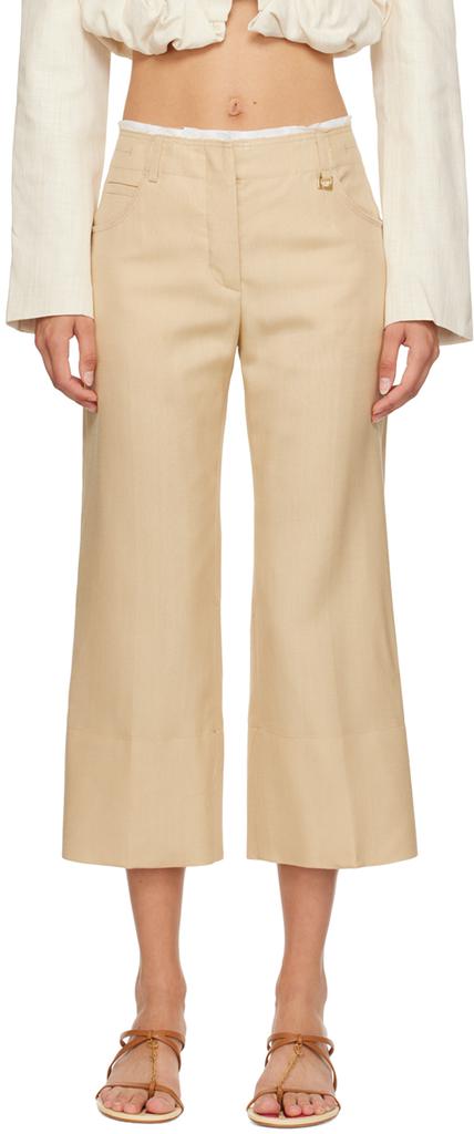 JACQUEMUS Beige Le Chouchou 'Le Pantalon Corto' Trousers