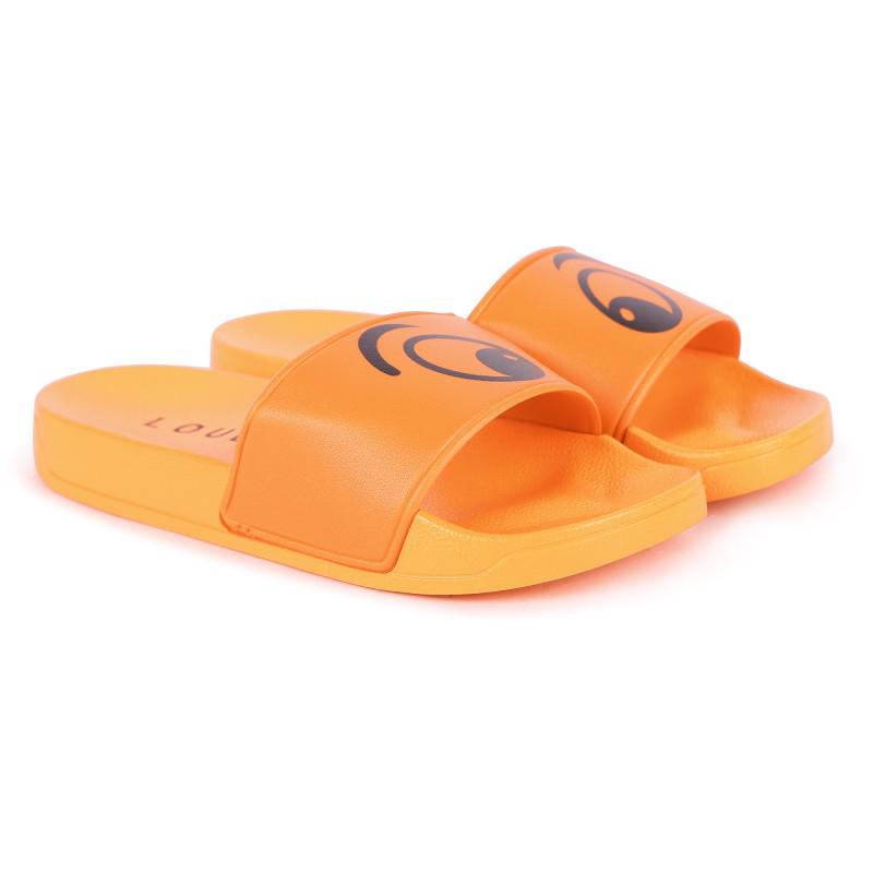 Loud Apparel Outside orange slides with eyes print