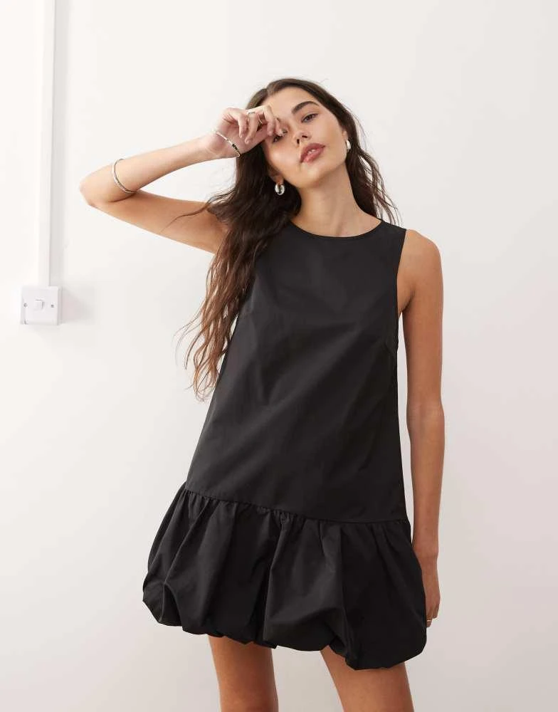 Motel Motel tamilo bubble hem mini dress in black 2
