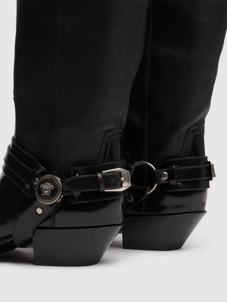 Versace 40mm Leather Western Over The Knee Boots 5