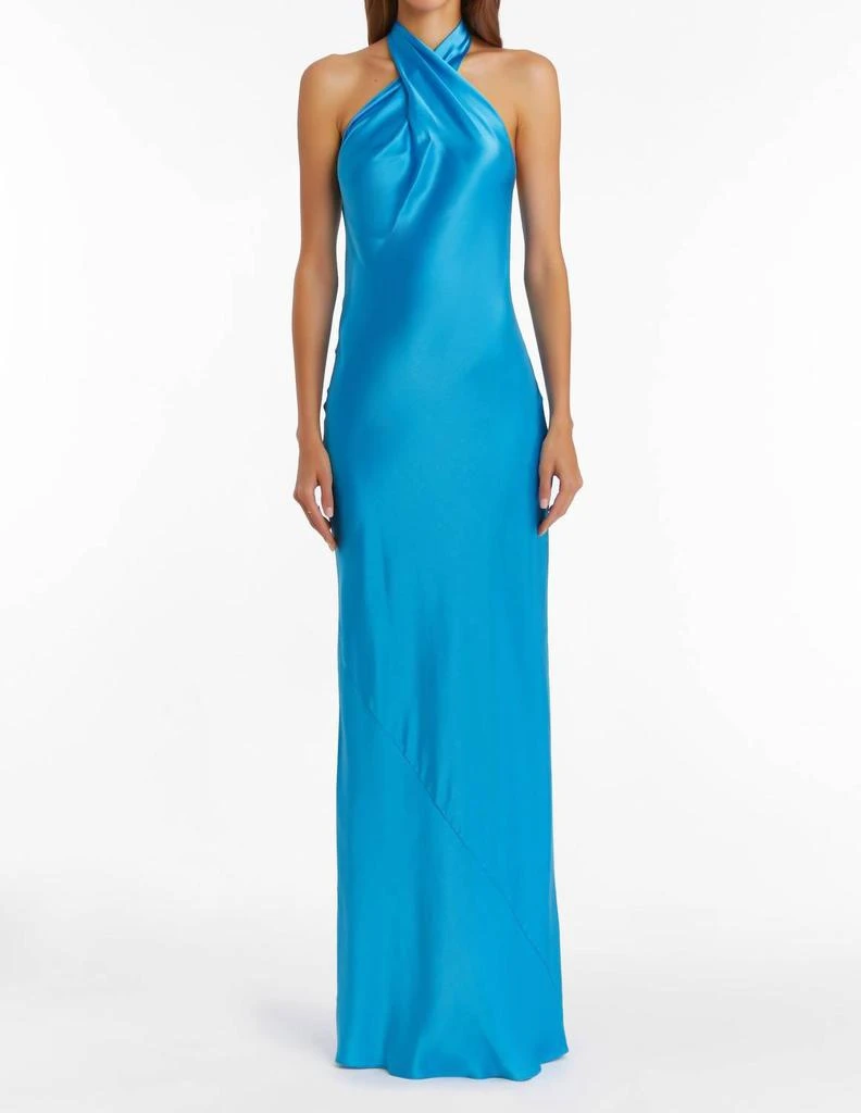 Amanda Uprichard Jade Silk Maxi Dress In Blue 1