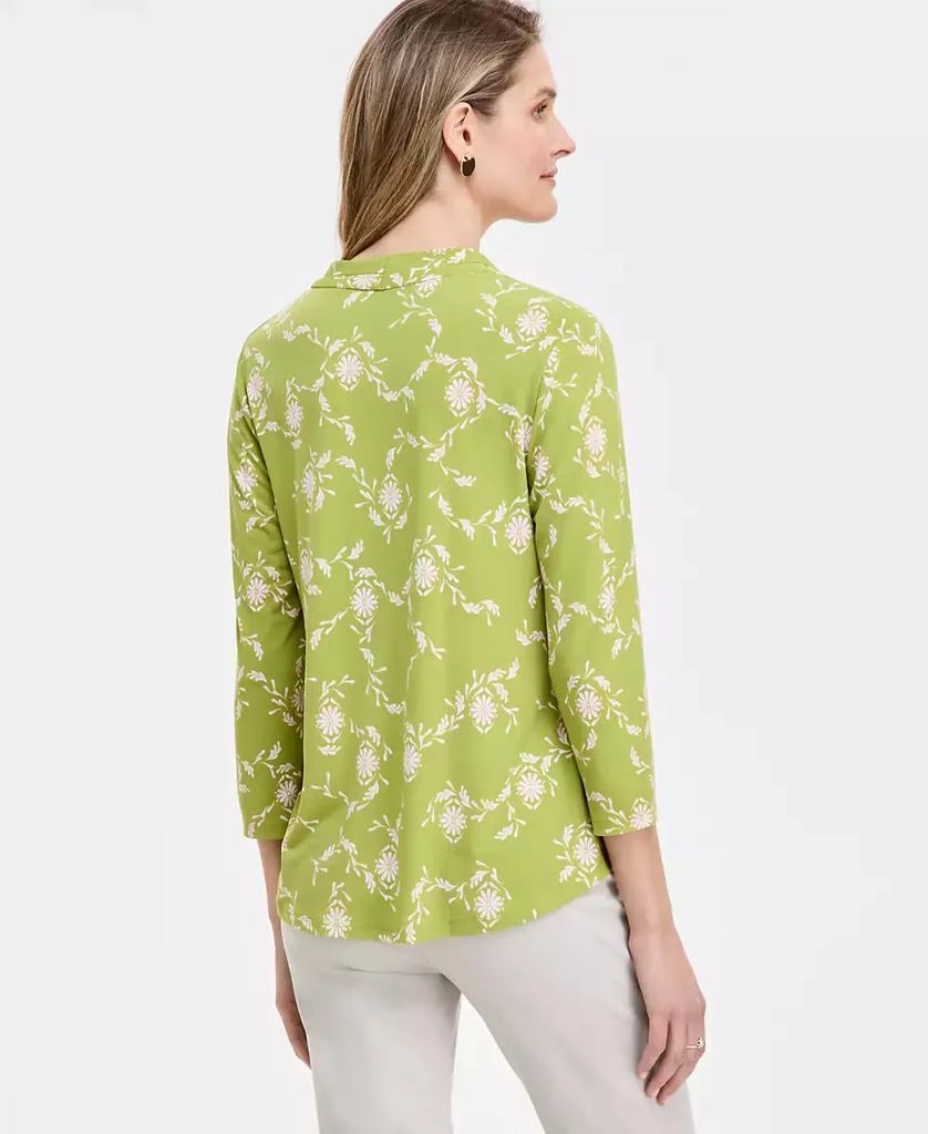 JM Collection Petite Lush Sway V-Neck 3/4-Sleeve Top, Exclusively at Macy's 2