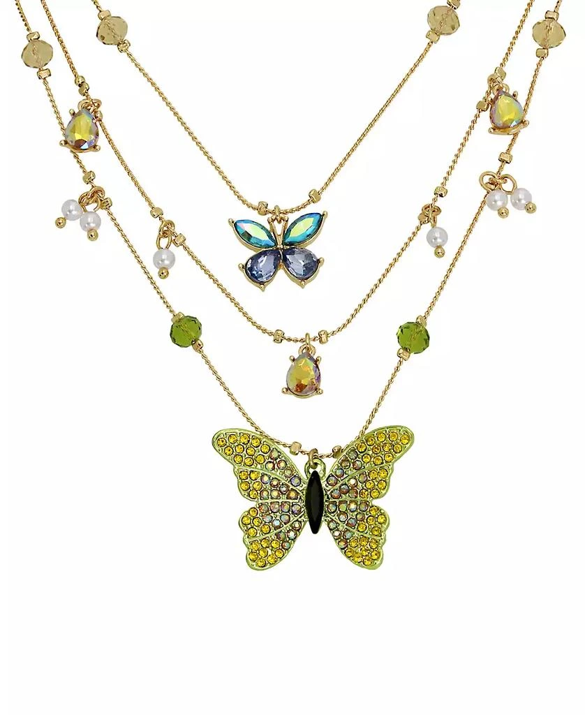 Betsey Johnson Faux Stone Butterfly Layered Necklace 2