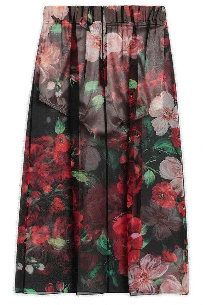 Dolce & Gabbana Dolce & Gabbana Rose Printed Chiffon Calf-Length Skirt 2