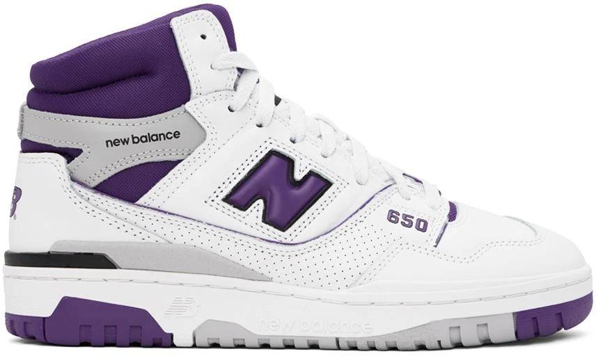 New Balance White & Purple 650 Sneakers 1