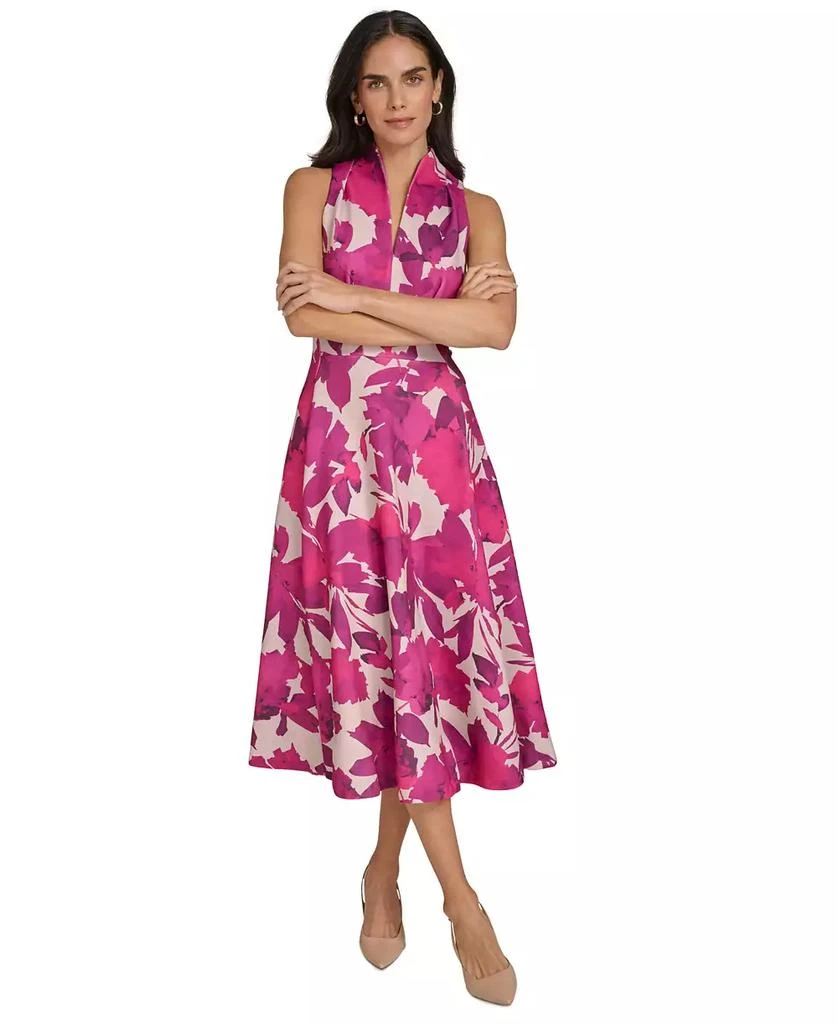Calvin Klein Women's Split-Neck Sleeveless Fit & Flare Dress 1