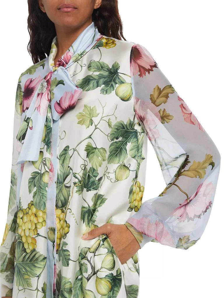 Oscar de la Renta Floral Silk Tieneck Blouse 5