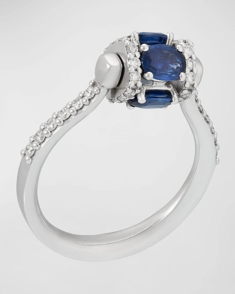 Miseno Procida 18K White Gold Ring with White Diamonds and Rotating Blue Sapphires 3