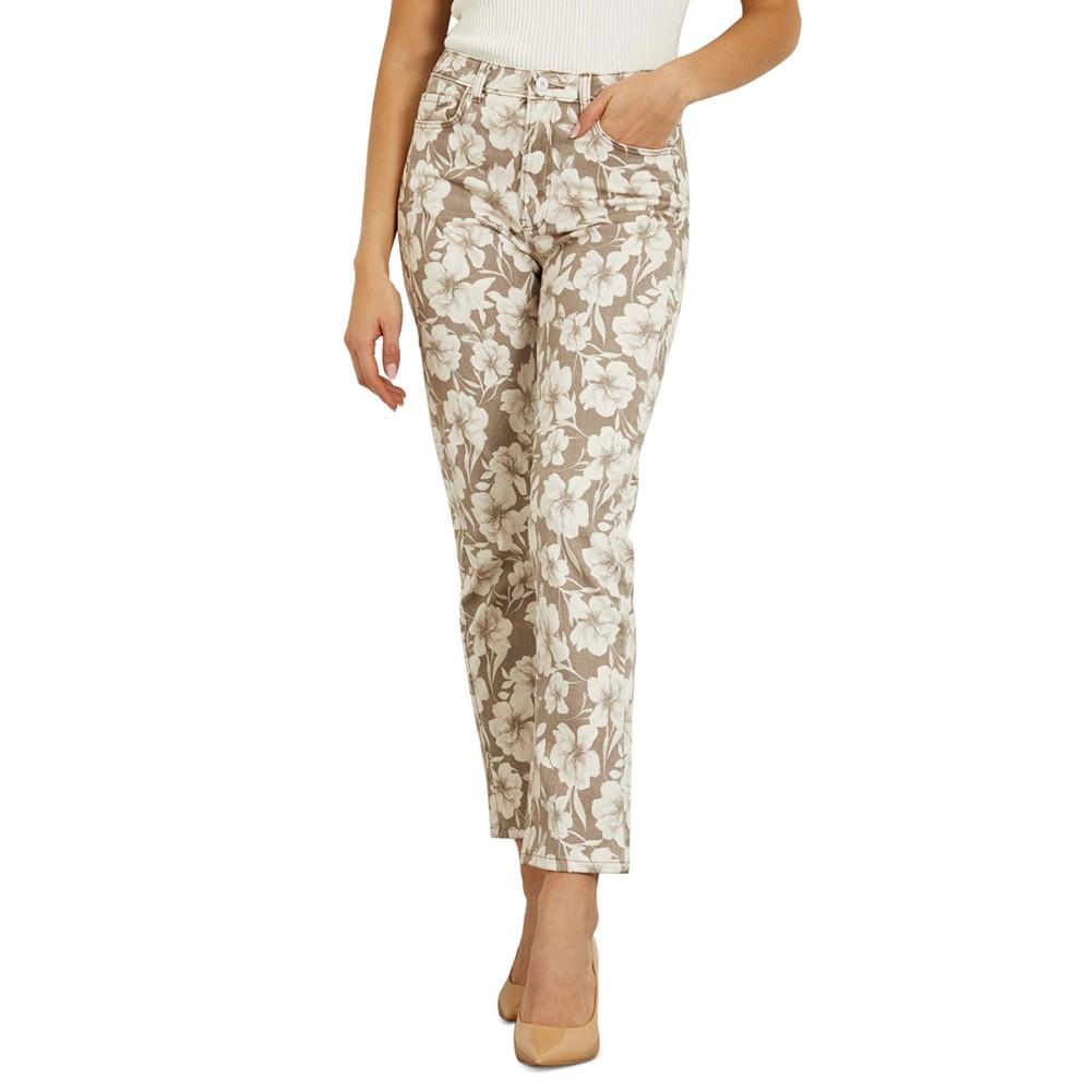 GUESS Women's Girly Floral-Print Skinny-Straight Jeans