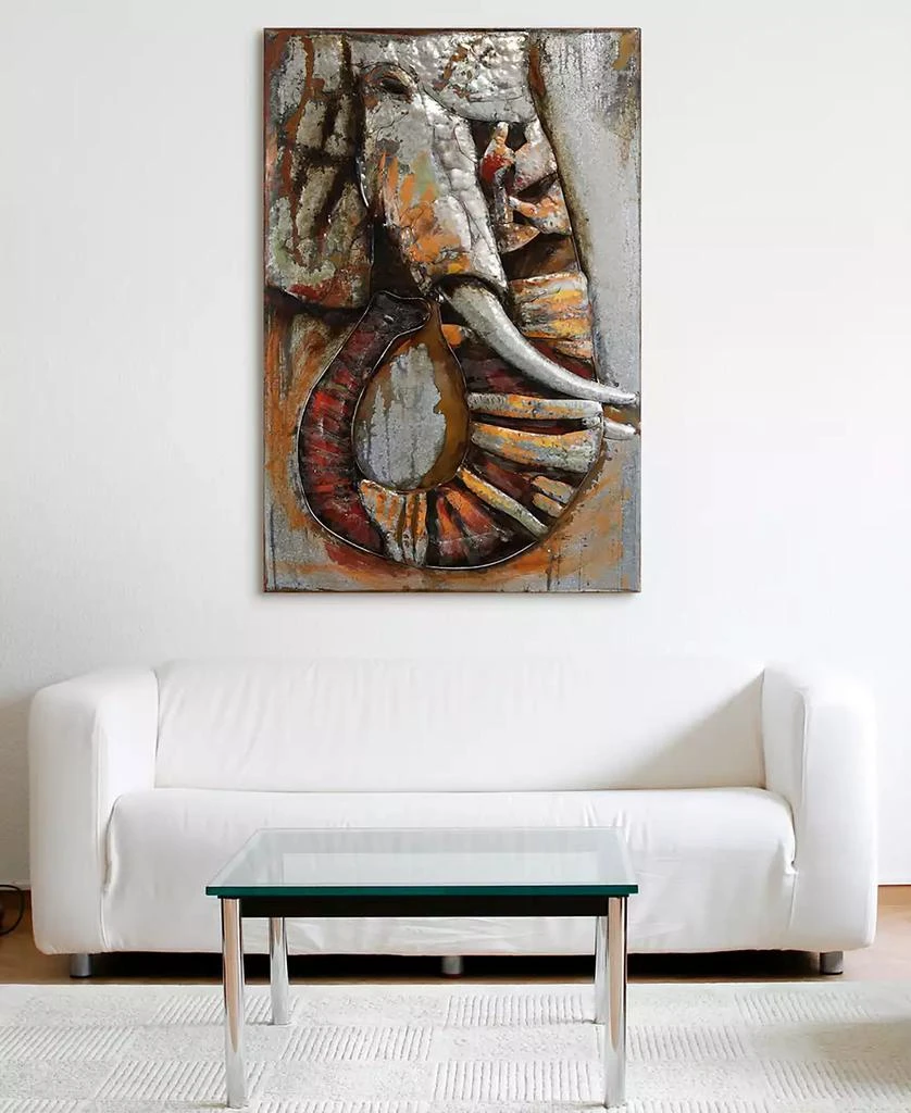 Empire Art Direct Elephant Mixed Media Iron Hand Painted Dimensional Wall Art, 60" x 40" x 2.8" 4