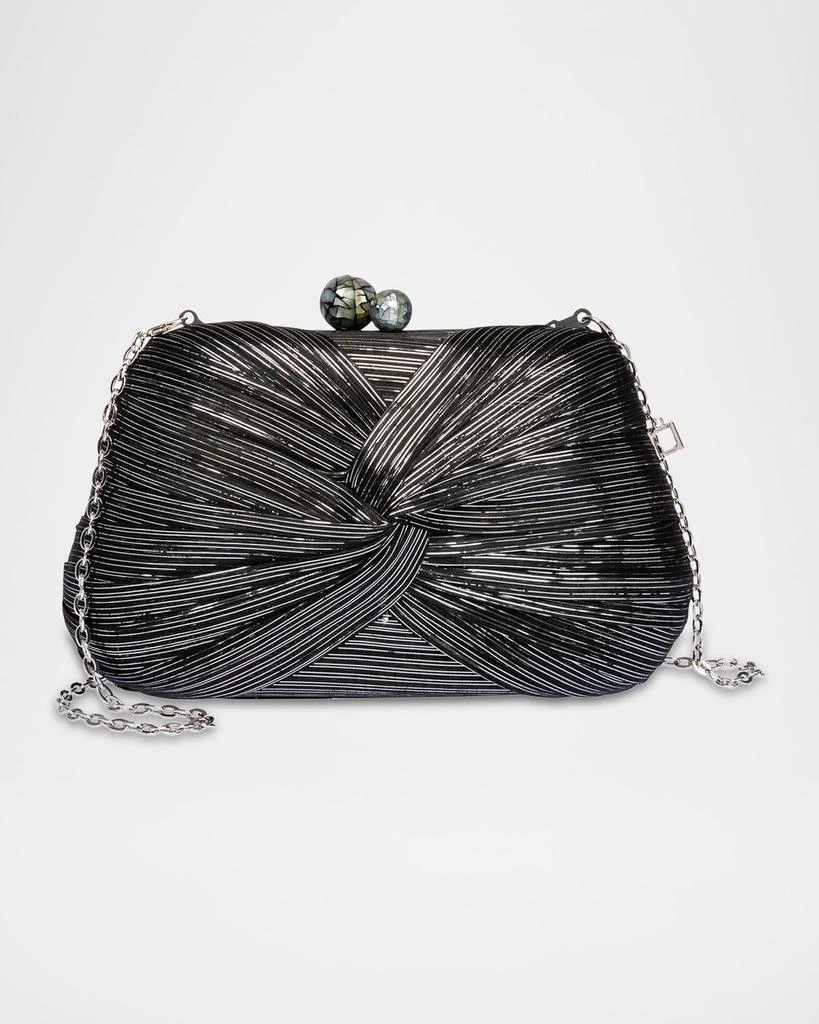 Rafe Rosie Twisted Metallic Straw Clutch Bag 4