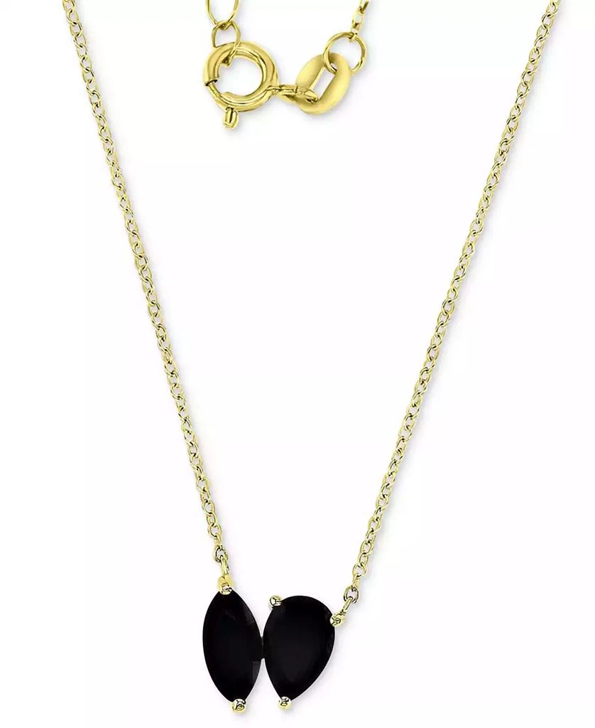 Macy
s Black Cubic Zirconia Marquise 
Pear Double Stone Pendant Necklace in 14k Gold-Plated Sterling Silver, 18" + 2" extender