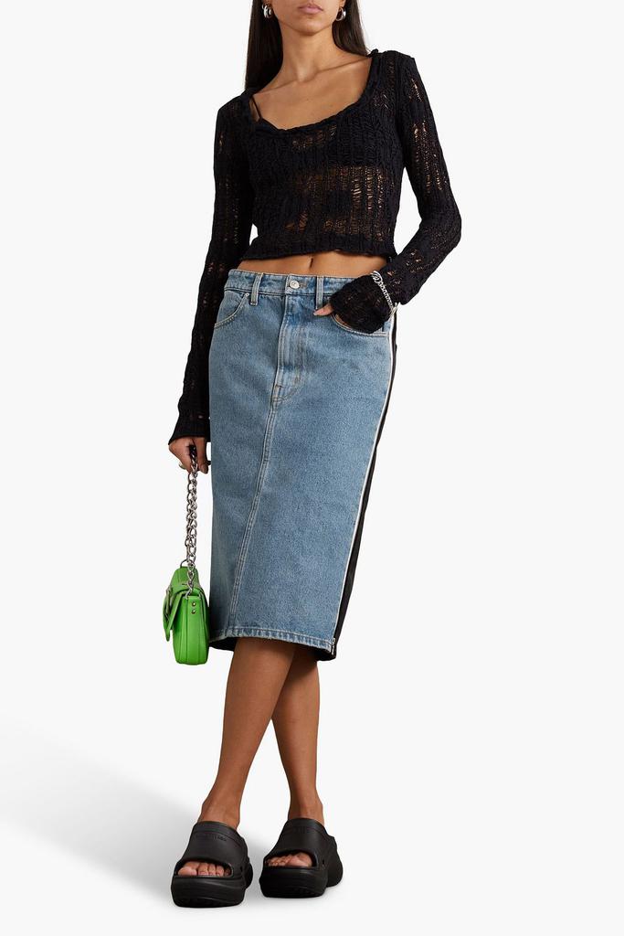 GAUCHERE Zip-detailed two-tone denim midi skirt