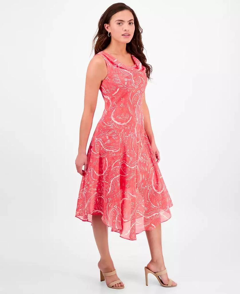 Robbie Bee Petite Printed Cowlneck Chiffon Dress 2
