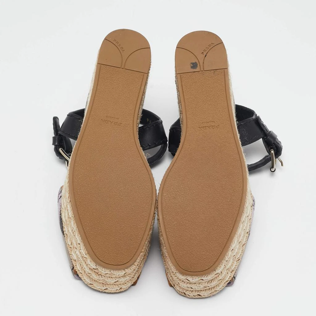 Prada Prada Multicolor Leather and Suede Cork Espadrille Platform Ankle Strap Sandals Size 36 6