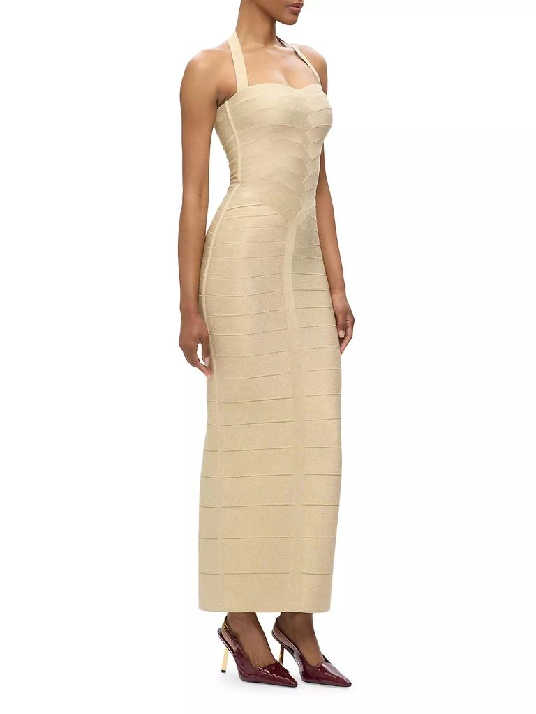 Herve Leger Iris Metallic Bandage Halter Gown 5