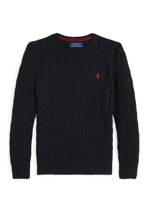 Ralph Lauren Lauren Childrenswear Boys 8 20 Cable Knit Cotton Sweater