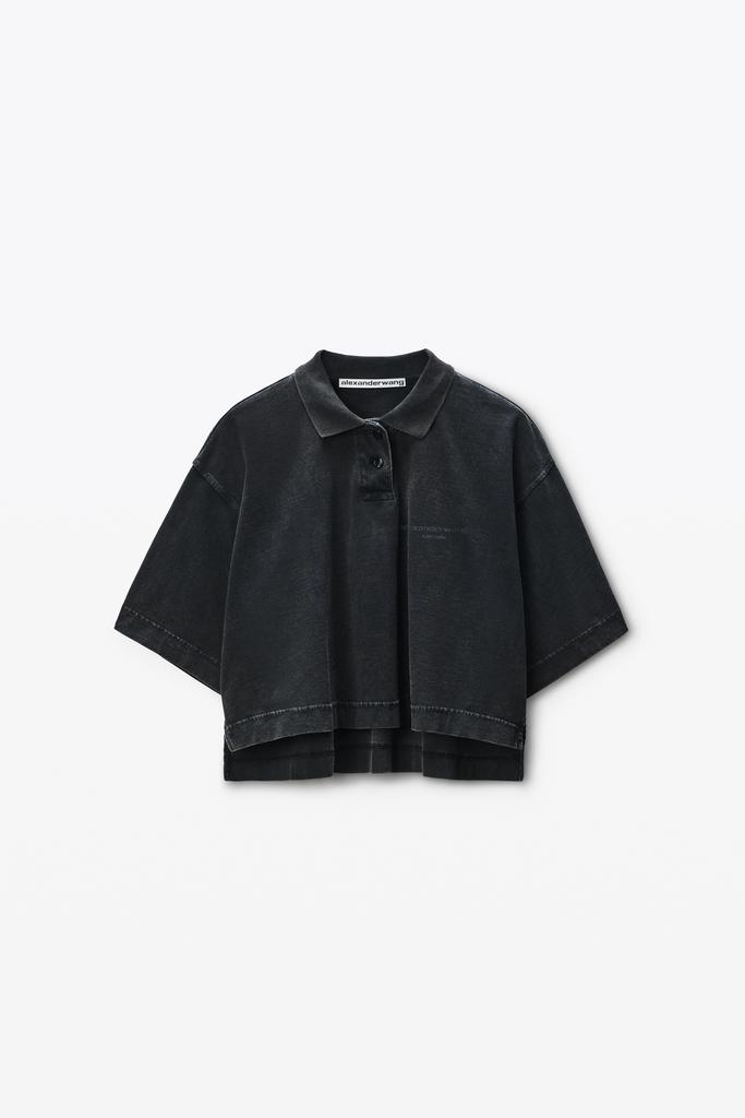 Alexander Wang Black Logo Cropped Jersey Tee