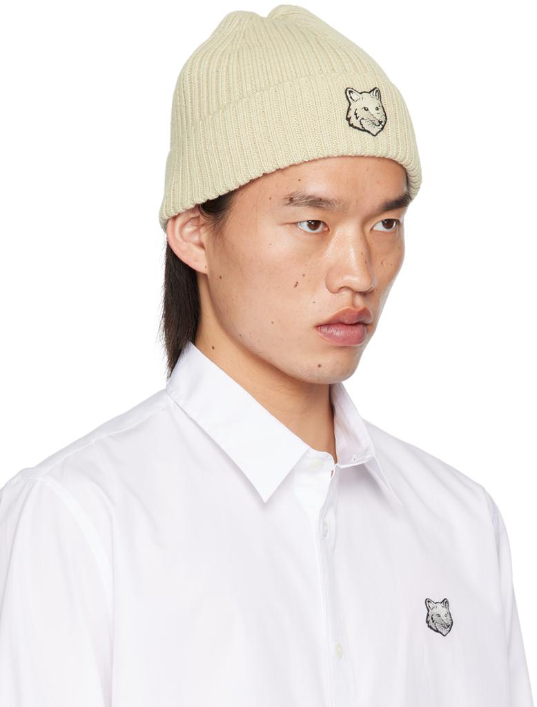 Maison Kitsuné Beige Bold Fox Head Beanie