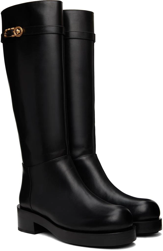 Versace Black Safety Pin Tall Boots 4