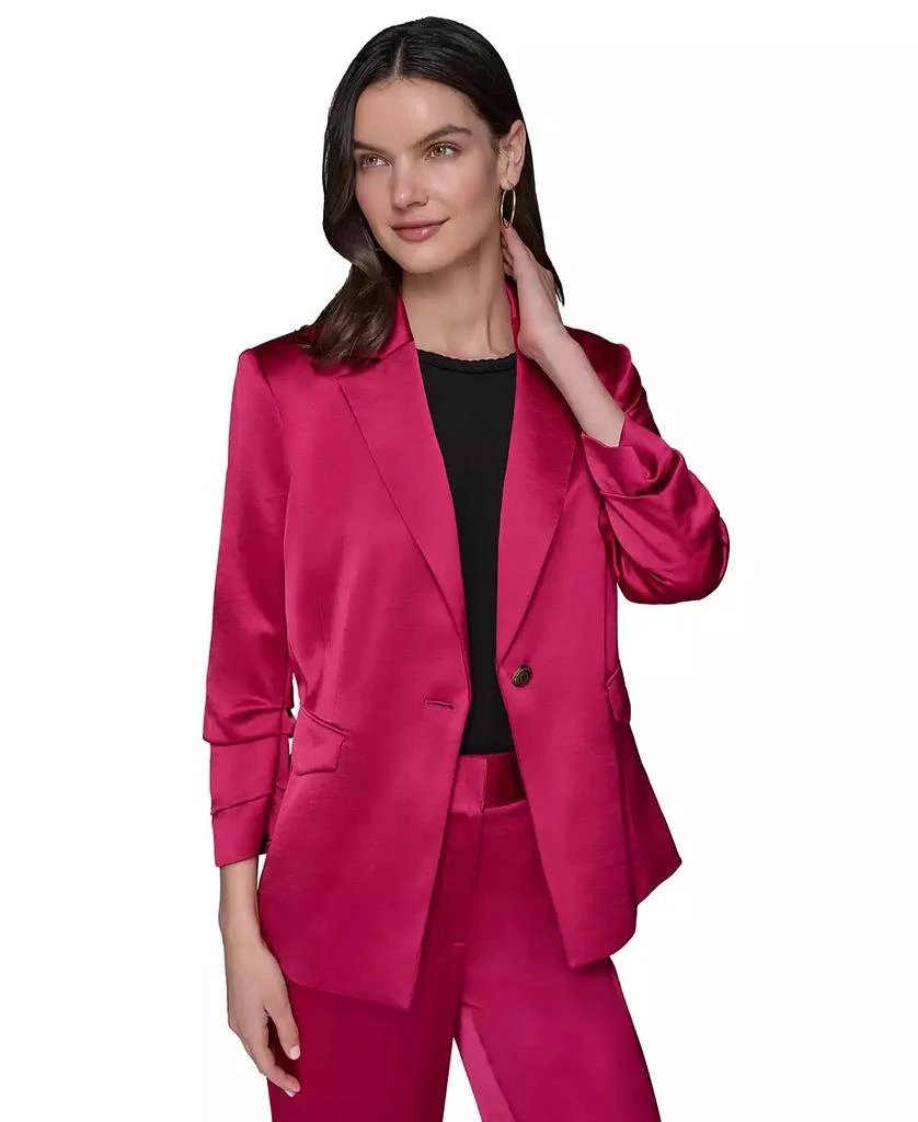 Karl Lagerfeld Paris Women's Satin Scrunched-Sleeve Jacket 1