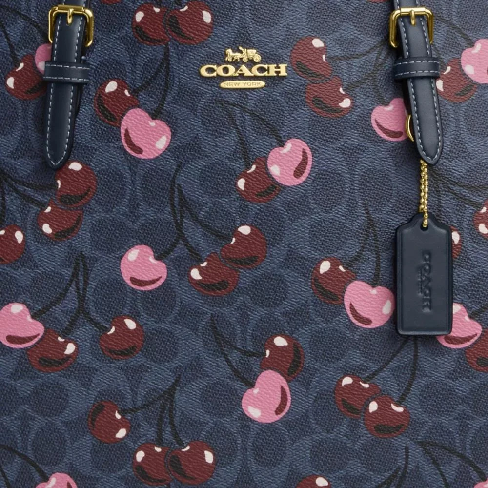 Coach Mollie Tote In Signature Canvas With Cherry Print 6
