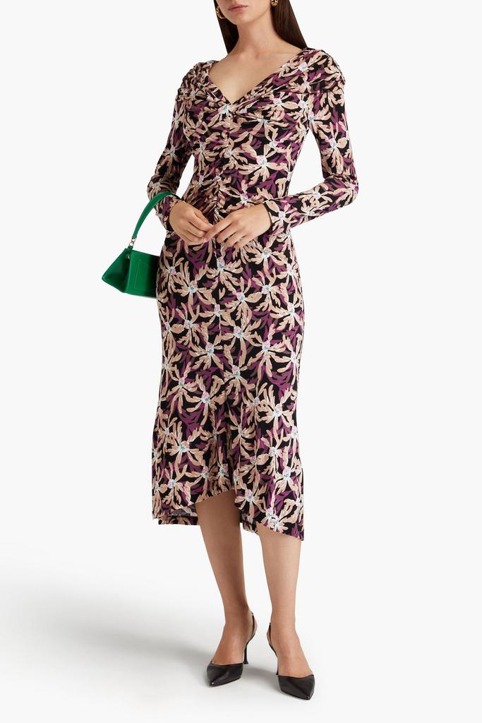Diane von Furstenberg Sylviana ruched floral-print jersey midi dress