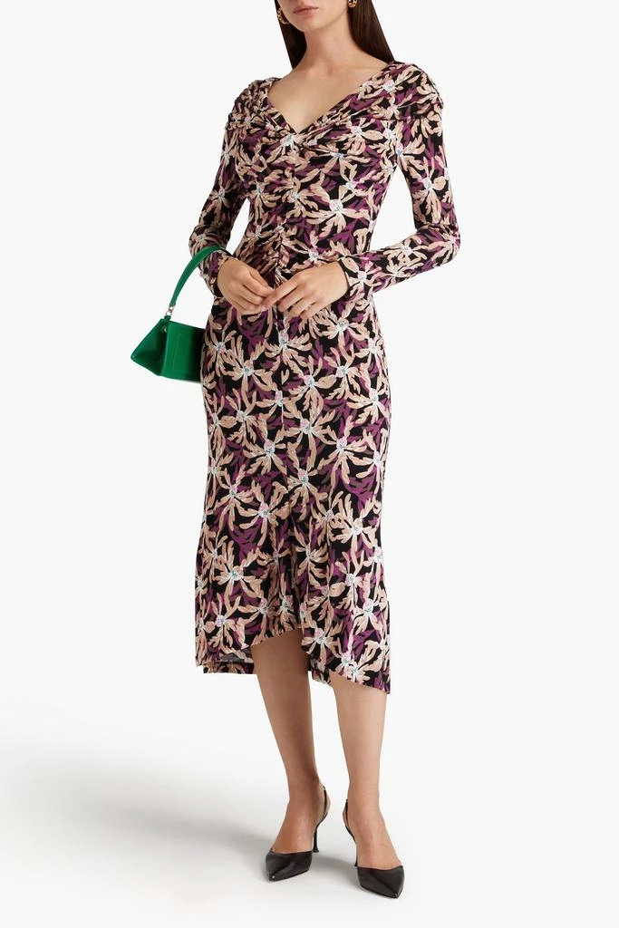 Diane von Furstenberg Sylviana ruched floral-print jersey midi dress 2