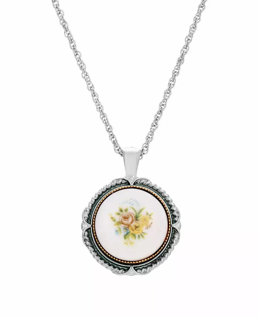 2028 Women's Flower Round Stone Pendant Necklace 1