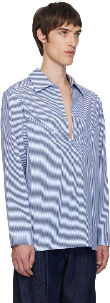 Dries Van Noten Blue Popover Cotton Shirt 2