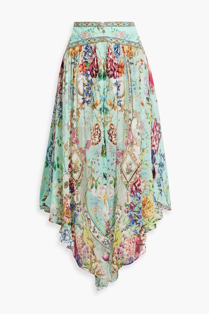 Camilla Crystal-embellished printed silk-georgette maxi skirt