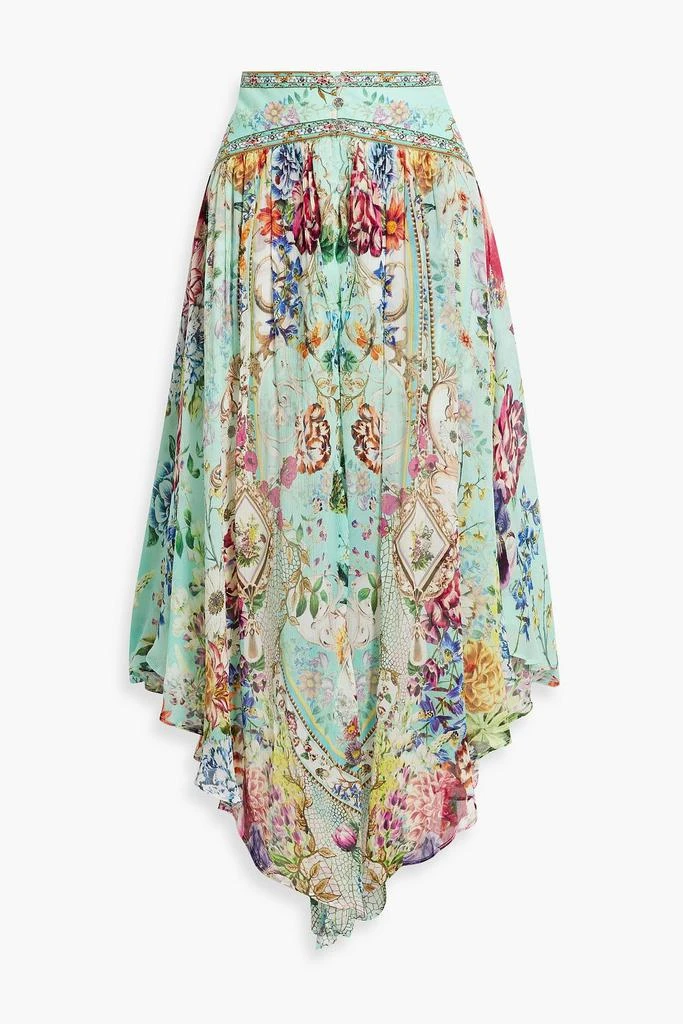 CAMILLA Crystal-embellished printed silk-georgette maxi skirt 1