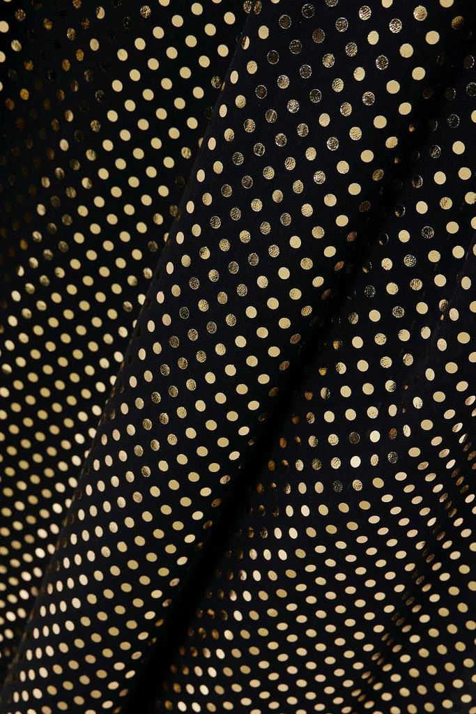Halpern One-shoulder bow-detailed metallic polka-dot chiffon gown 4