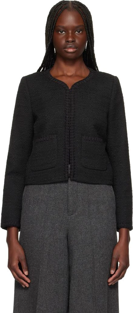 Rag & Bone Black Cheyenne Whipstitch-Trimmed Tweed Lady Jacket 1