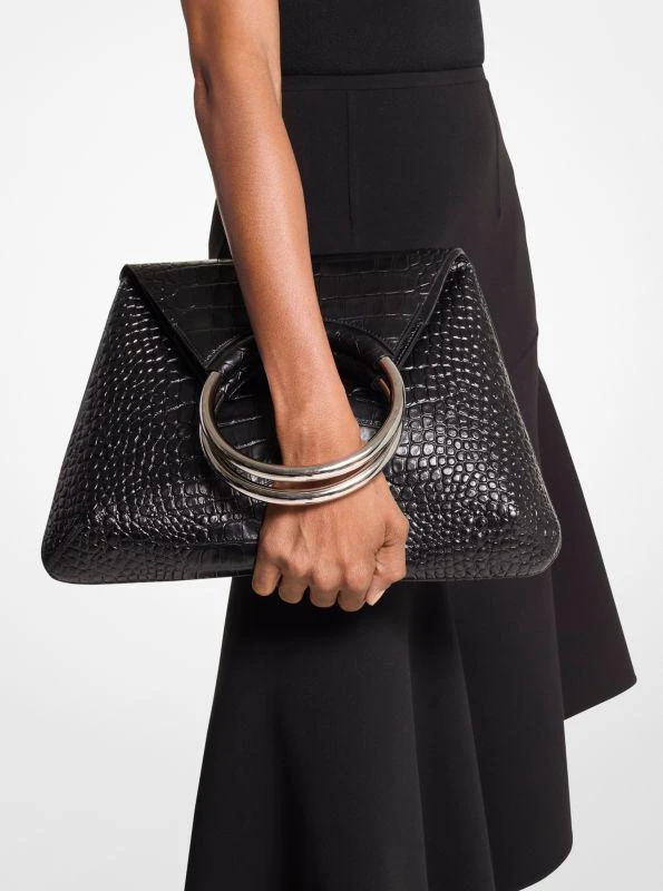 michael_kors Ursula Large Crocodile Embossed Leather Ring Tote Bag 3