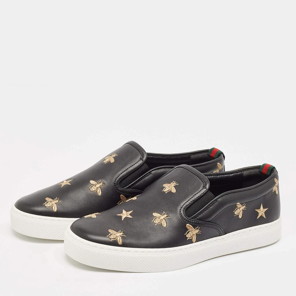 Gucci Gucci Black Leather Bees Slip On Sneakers Size 40 2