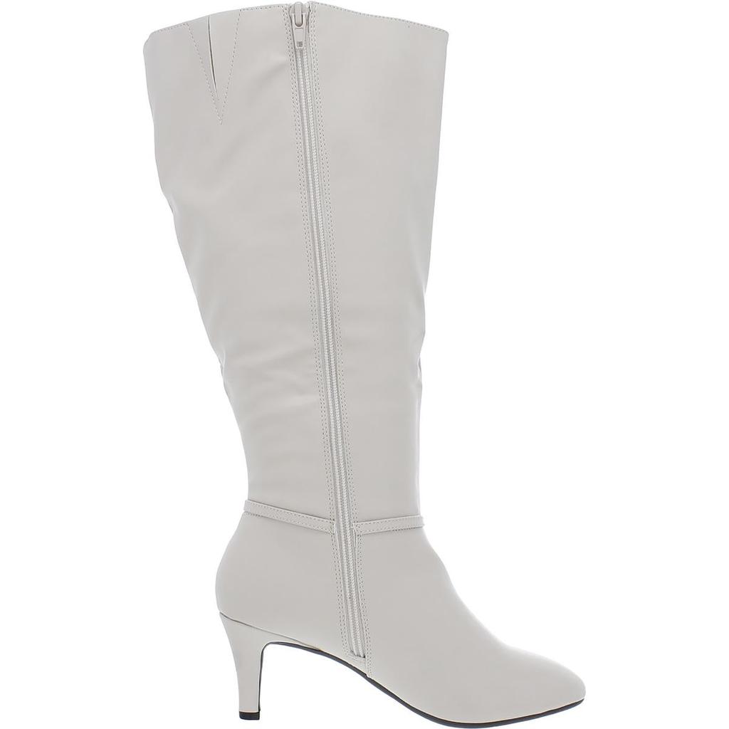Karen Scott Hanna Womens Faux Leather Wide Calf Knee-High Boots