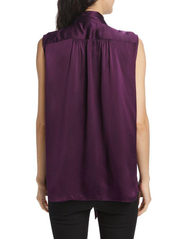 FRAME Femme Tieneck Silk Sleeveless Blouse