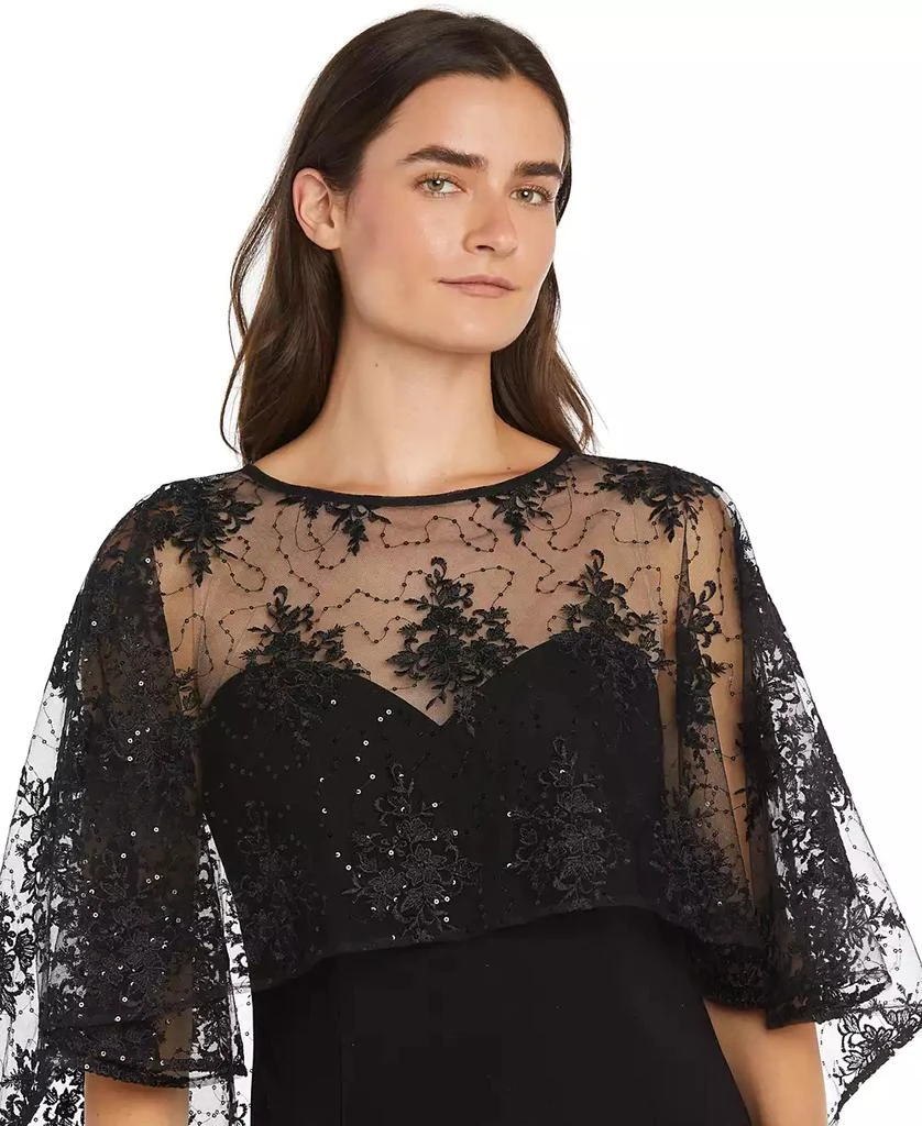 R & M Richards Women's Sequin-Mesh Cape-Overlay Dress 2