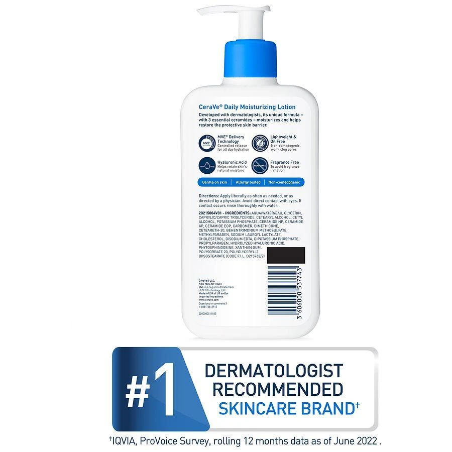 CeraVe Moisturizing Face and Body Lotion with Hyaluronic Acid for Normal to Dry Skin Unscented 5