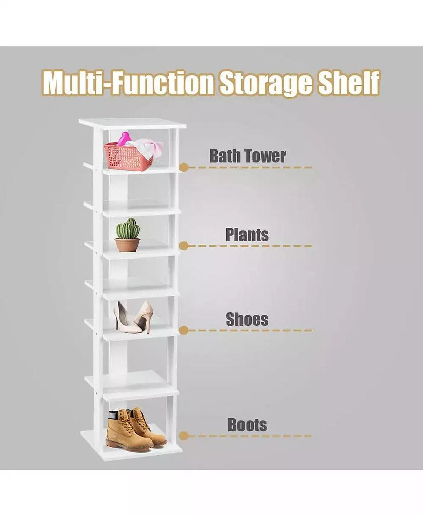 Costway Wooden Shoes Storage Stand 7 Tiers Shoe Rack Organizer Multi-shoe Rack Shoebox 4