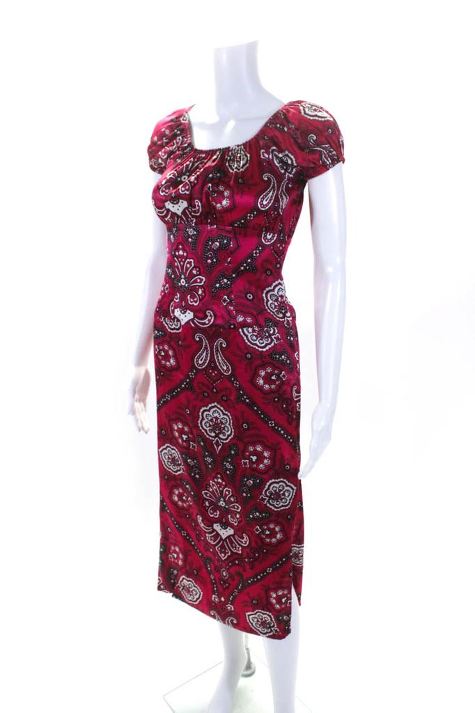 CAROLINE CONSTAS Womens Silk Paisley Print Dresses Pink Black