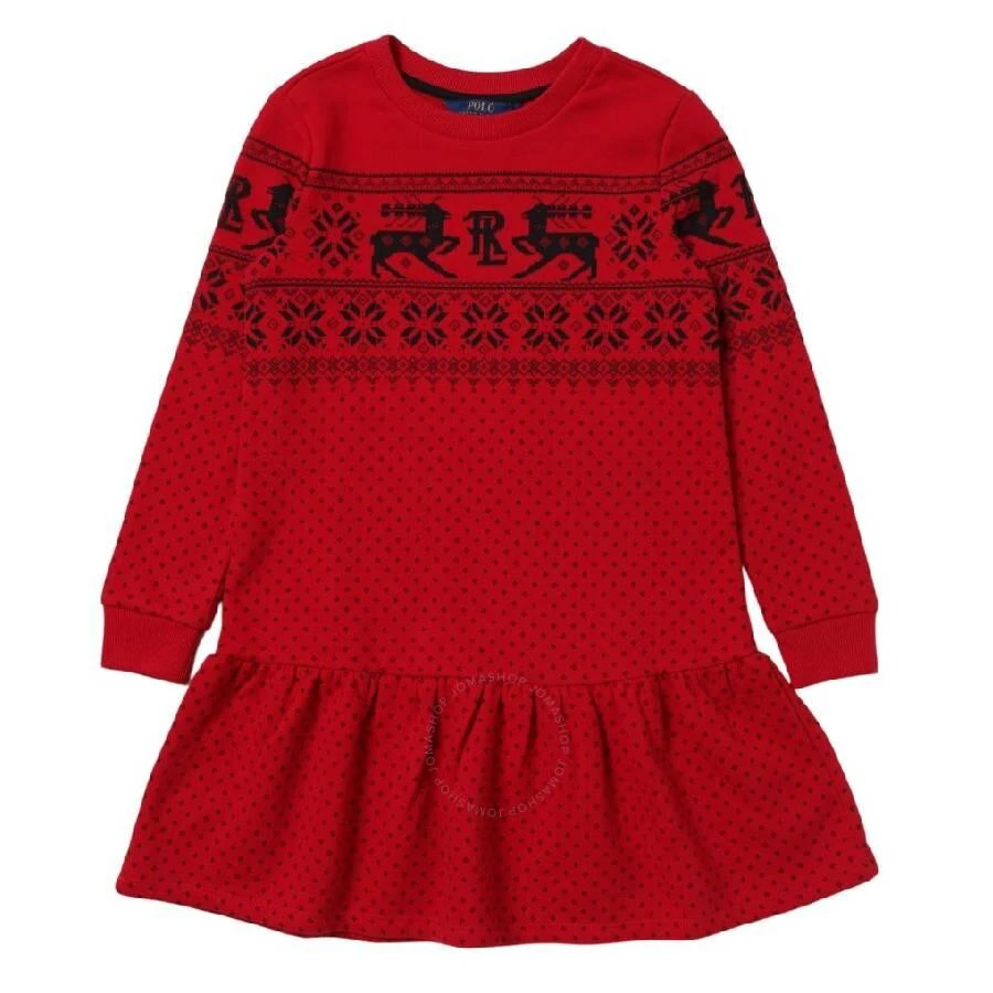 Ralph Lauren Girls Deer-Print Long Sleeve Dress 1