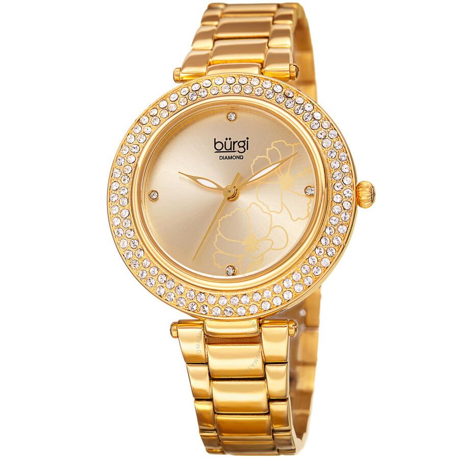 Burgi Flower Marker Diamond Crystal Ladies Watch BUR179YG