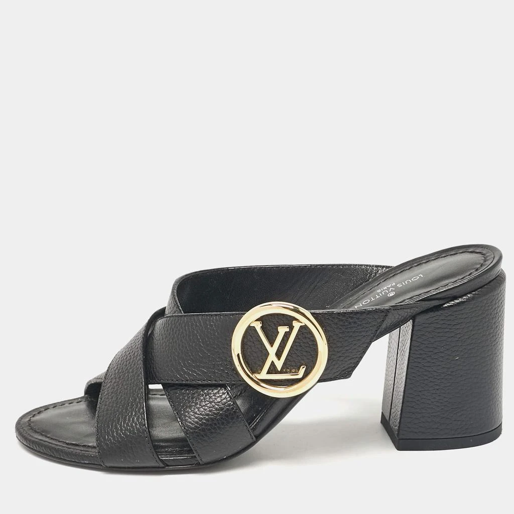 Louis Vuitton Louis Vuitton Black Leather Slide Sandals Size 36.5 1
