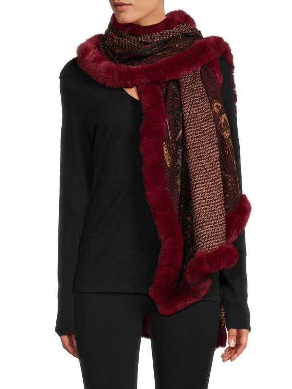 La Fiorentina Faux Fur Trim Scarf 1